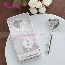 Серебряный цвет металла Двойное сердце украшены открывалка для бутылок вина Свадебные сувенивечерние ры партии Anniversaire подарки сувениры