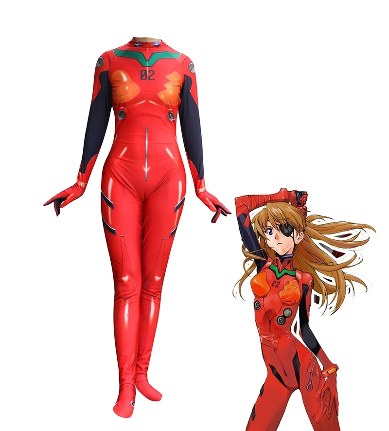 FOGIMOYA аниме 3D Для женщин NEON GENESIS Аска Лэнгли сорью»(EVANGELION EVA костюм Аска ленґлі Сорю для костюмированных постановок костюм зентай для косплея Боди Комбинезоны