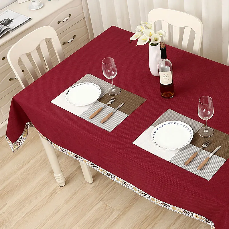 

High Quality Tablecloths Art New European Solid Cotton Fabric Tablecloth Rectangular Table Cloth Table Cover Hotel Restaurant