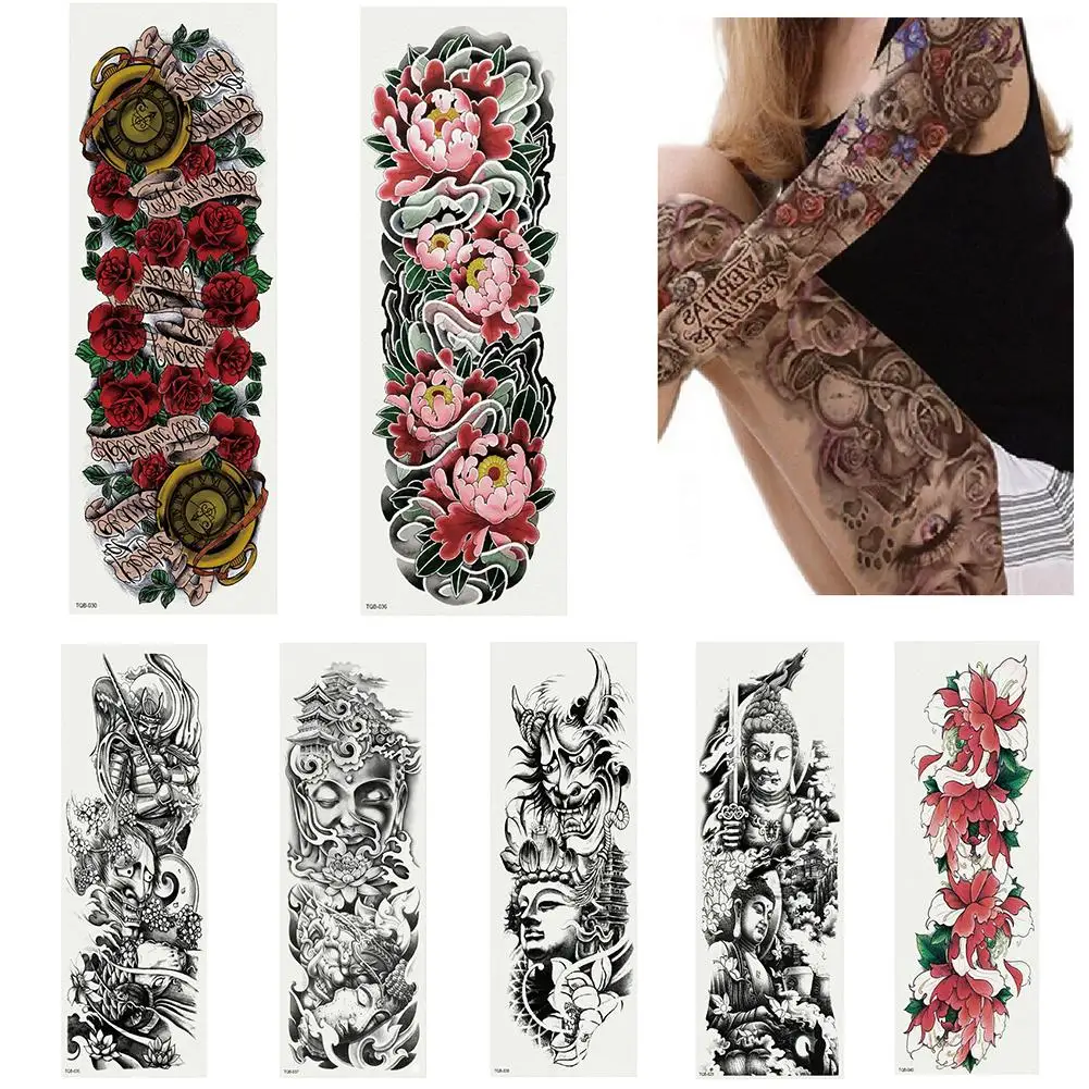 

Fashion Full Arm Temporary Fake Tattoo Men Women Body Art Decal Water Transfer Sticker