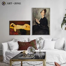 Художественная зона Modigliani настенная живопись Европейский стиль обнаженная женская картина маслом домашний арт настенный Холст Плакат Картина декор живопись