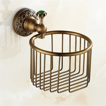 

AUSWIND European Toilet Paper Towel Basket Antique Copper Retro Toilet Paper Holder Carving round base Toilet Paper Rack