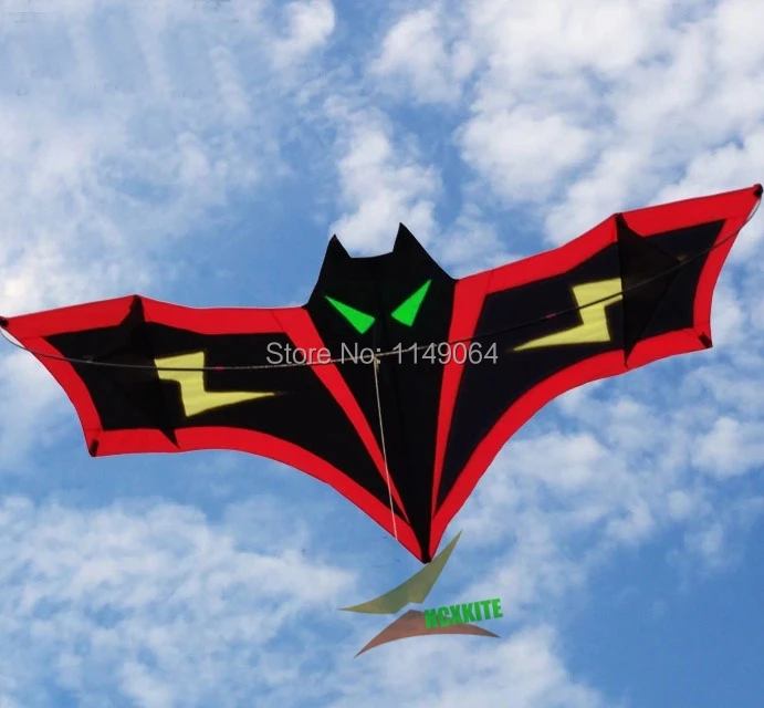 

free shipping high quality 2m lightning bat delta kite with handle line easy control wheel set storm eagle animal birds children