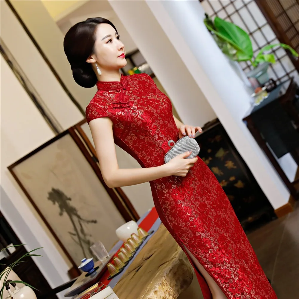 Шанхай история 2019 новая распродажа высокое разделение кружево китайское платье Ципао платье Чонсам пикантные Вечерние Длинное для женщи