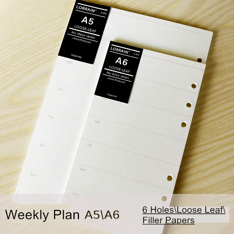 

loose-leaf notebook refill filofax a5 a6 hardiron weekly scheduler week organizer planner spiral filler w11s