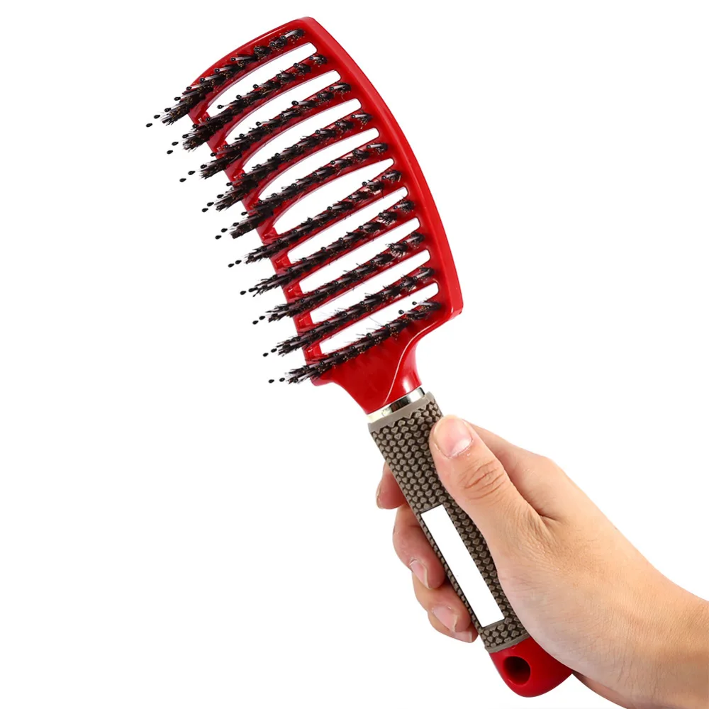 Women Hair Scalp Massage Comb Bristle & Nylon Hairbrush Wet Curly