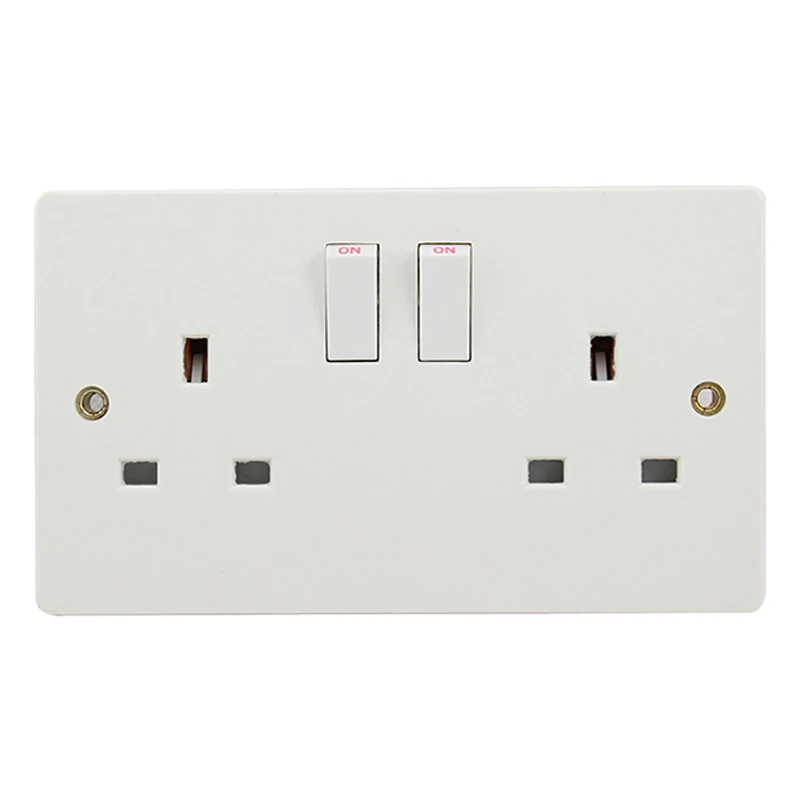 

Wall Power Dual UK Socket Plug Grounded, 13A 250V British Standard Electrical Double Outlet Switch 146mm * 86mm