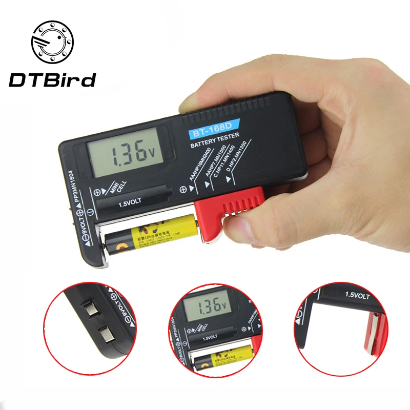 

BT-168D LCD Digital Display Battery Capacitance Diagnostic Tool Battery Tester Volt Checker AAA AA Button Cell Universal Tester
