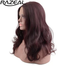 Razeal цвет красного вина химическое Синтетические волосы на кружеве Искусственные парики с естественной линии роста волос бордовый Искусственные парики Полный Женская Праздничная обувь Искусственные парики л часть