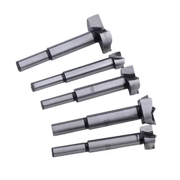 

5pcs /set 85mm Forstner Wood Drill Bit Set 15/20/25/30/35mm Hole Saw Cutter Wood Tools with Round Shank Core Drill Bit