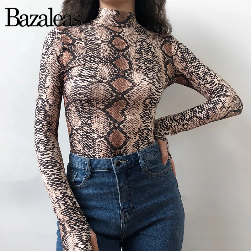 Bazaleas средства ухода за кожей шеи комбинезоны для женщин 2019 Основные Leopard боди