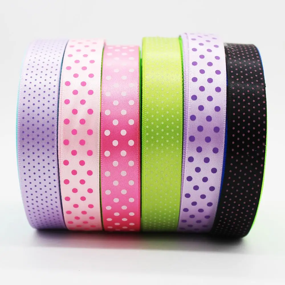 

7 Dots 16 MM Satin Printed Polka Ribbon Wedding Decoration DIY Tape Gift Handmade Bow Hair Accessories