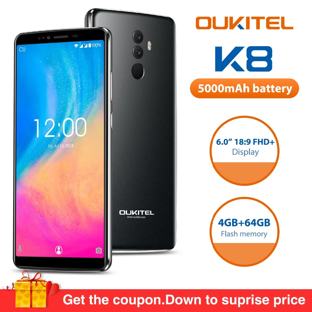 Oukitel K8 4G планшетофон (плафон) 6 0 дюймов Android 8 1 MTK6750T Octa Core 5 ГГц 4 Гб Оперативная