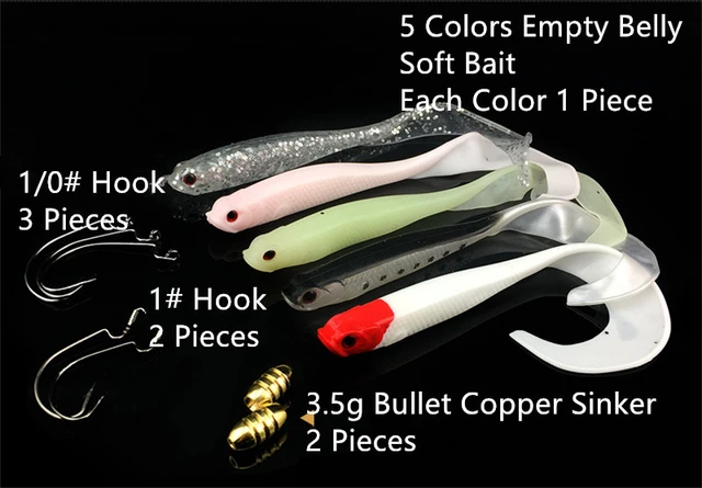 Texas Rig Fishing Soft Lure Kit Worm Hook Bullet Copper Down