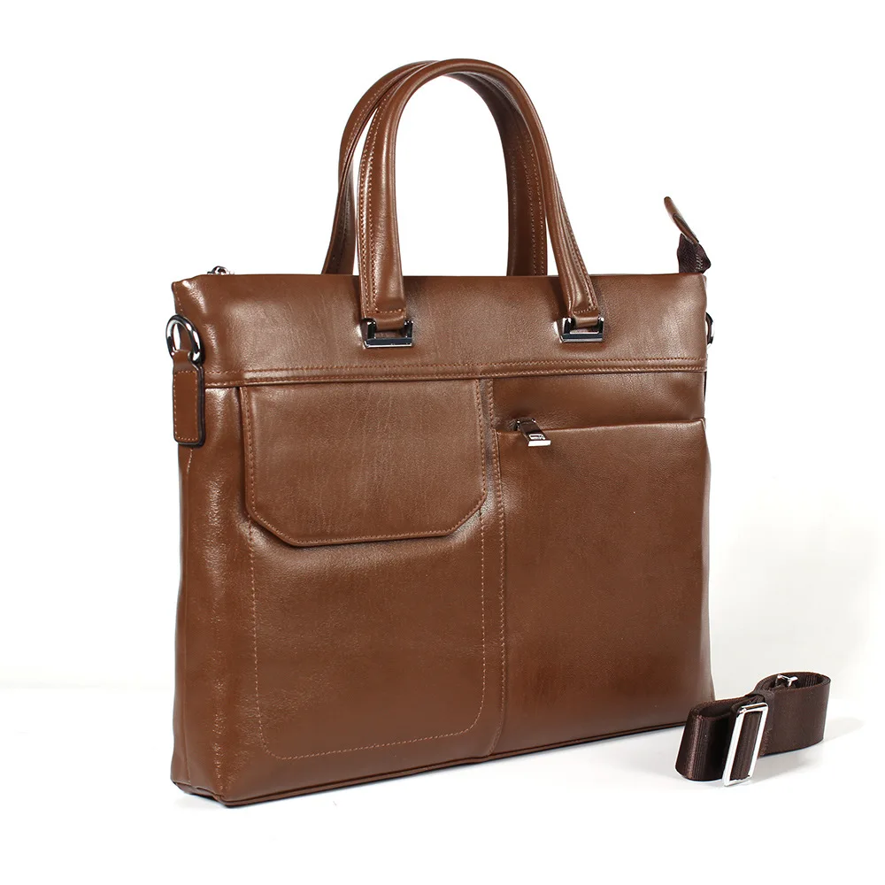 Elegant Business Men Briefcase Laptop Genuine Leather Bag For Men 2018