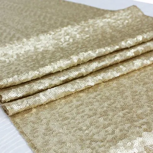 

8 Yards Light Gold Sequin Fabric for Wedding/Events/Tablecloth/Backdrop/Table Runner Decoration