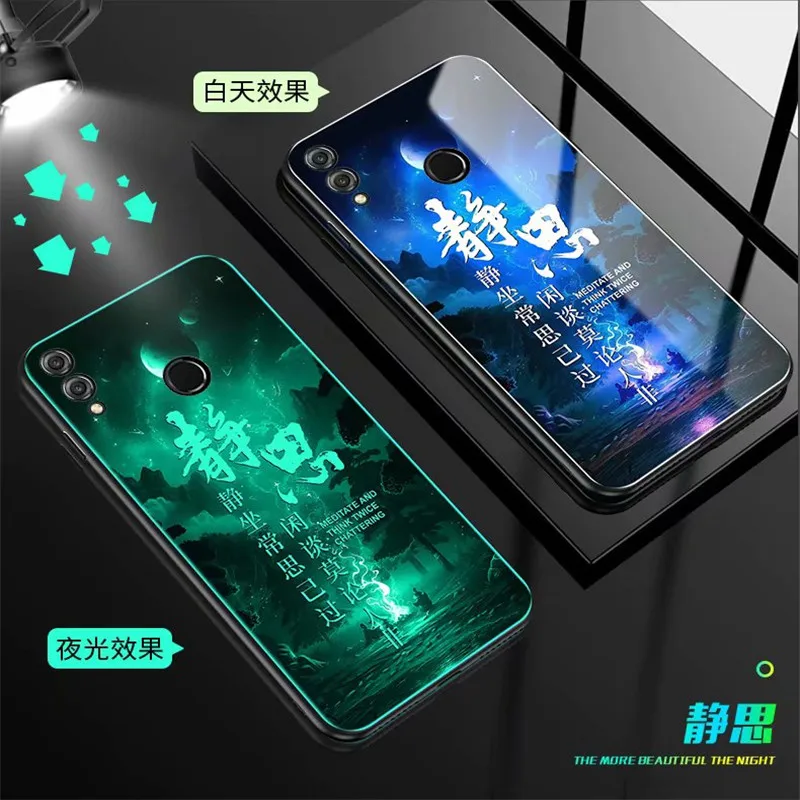 Чехол для huawei Honor 8X Max, чехол 7,12 дюйма, светящаяся задняя крышка из закаленного стекла для huawei Honor 8X Max, чехол для Enjoy Max, силиконовый чехол