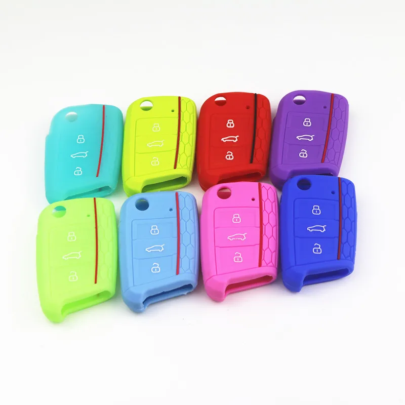 

3 Button Silicone Key Fob Cover Case For VW Polo 2016 Golf 7 MK7 For Skoda Octavia Combi A7 For SEAT Leon Ibiza CUPTRA