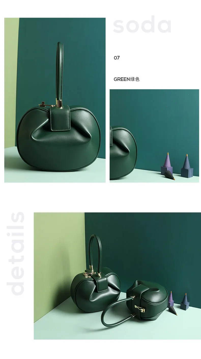 ZYJ Female Vintage Real Leather Shoulder Tote Bags Hobos Ball Girls Women Casual Handbag Popular Circular Hand Tote Bag (11)