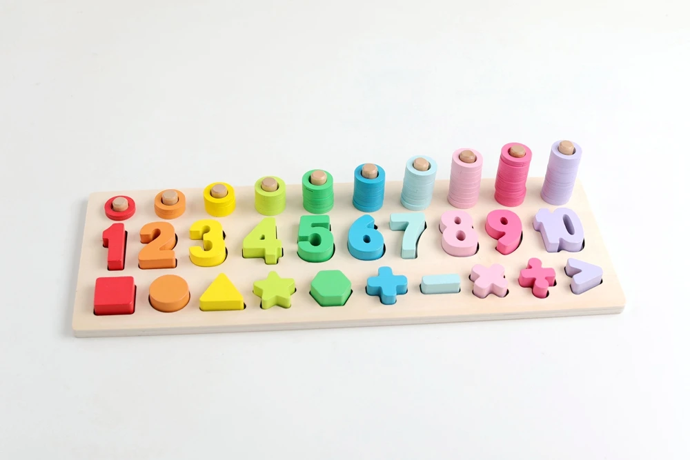 Деревянные игрушки Монтессори для дошкольников, геометрическая форма, познавательные, Детские Обучающие приспособления, занятая доска, математические игрушки для детей