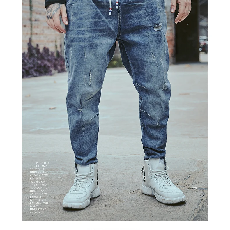 Мужские джинсовые эластичные рваные обтягивающие байкерские джинсы с вышивкой, потертые дырки, облегающие джинсы, поцарапанные джинсы высокого качества, свободные джинсы