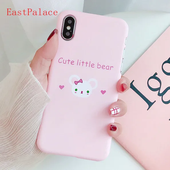 3D Kawaii Pink Super Cute Little Bear Case for Apple Iphone X XS 8 7 6 6s Plus Cartoon Korea Hard Phone Shell Cover |