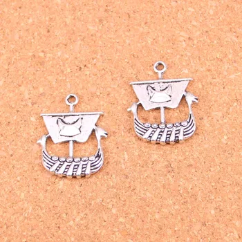 

40Pcs Antique Silver Plated viking ship boat Charms Diy Handmade Jewelry Findings Accessories 26*21mm