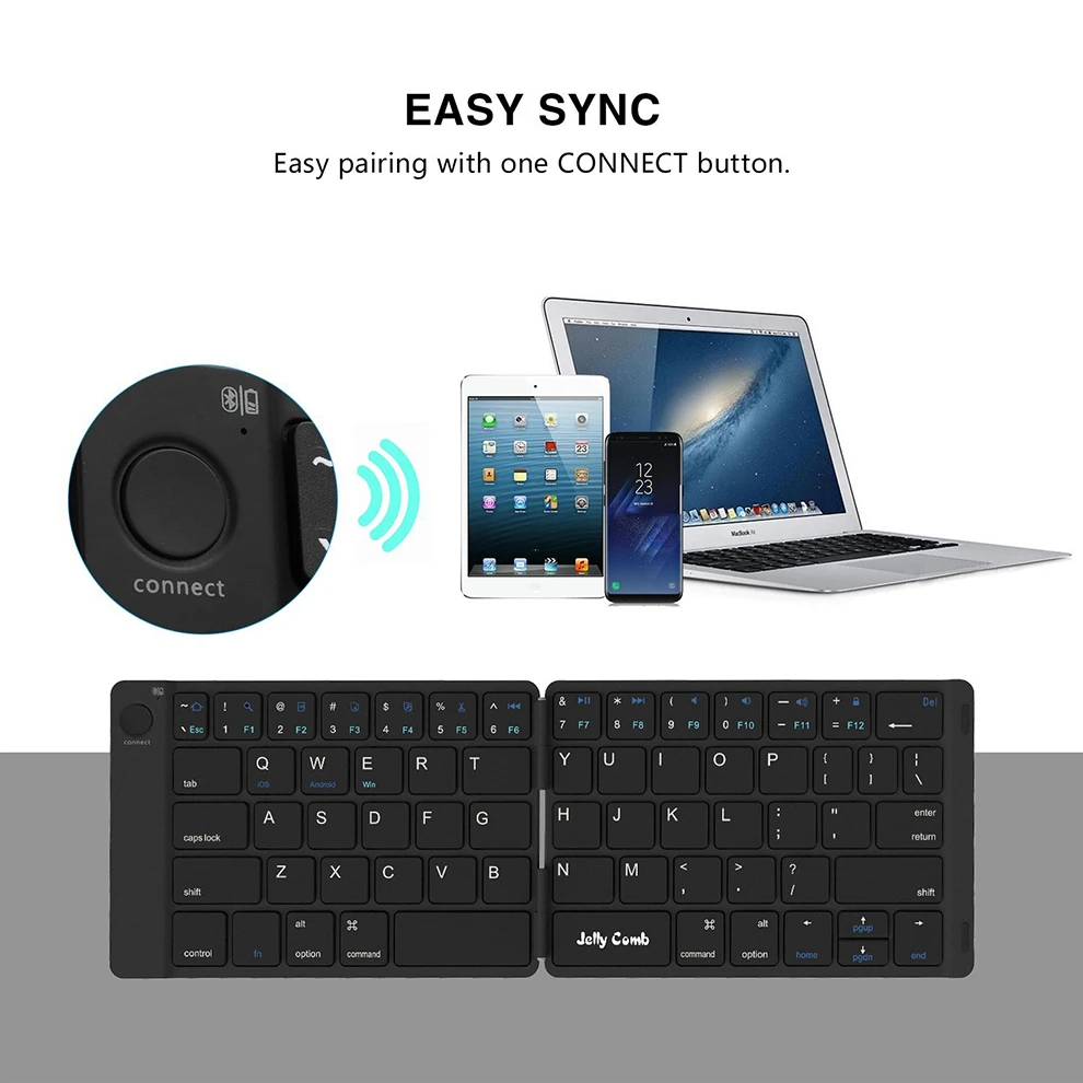 Желе расческа складываемая Bluetooth клавиатура 3,0 Ultra Slim Складные Мини перезаряжаемая клавиатура для iPad Android Mac OS ноутбук Tablet