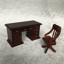 Simulación de muebles de juguete 2019 TOP miniatura Silla de escritorio Vintage 1:12 Mini casa de muñecas lindo Mini muebles Vintage A625