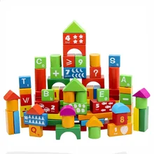 100 шт./компл. многоцветный цвет геометрические формы составное здание блоки детские игрушки для малышей раннего интеллектуального развития деревянные игрушки