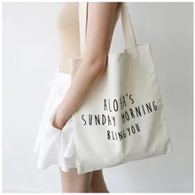 Bolso de compras Bolsa de Asas Grande de la Lona Del Bolso de Las Mujeres Bolso de Hombro Del Bolso de Crossbody Portable sac Letter Print-Alohas