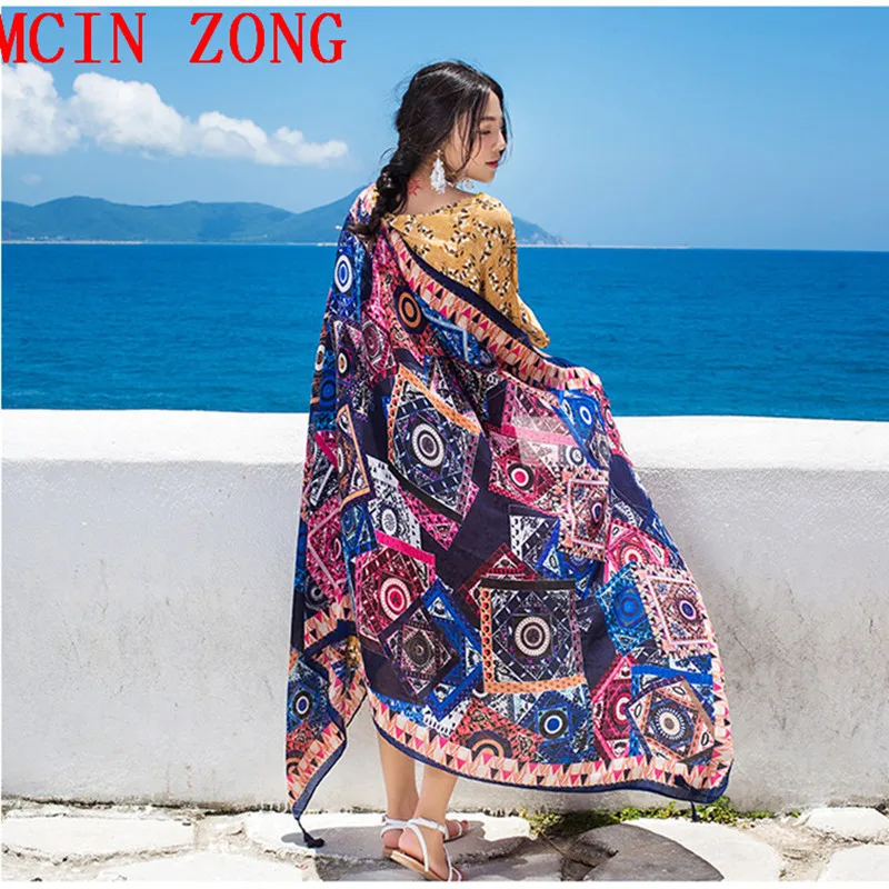 

Bandana Women Scarves Cotton Linen Print Woman Scarf Beach Scarf Hijab Poncho Shawl Long Large Size Scarf 21 Colors Available