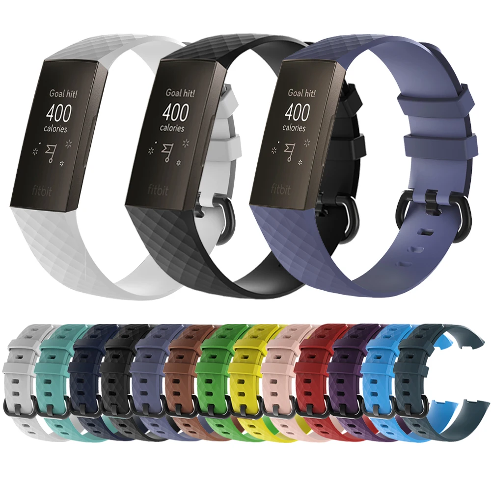 Силиконовый ремешок для Fitbit Charge3 Смарт часы браслет 3D алмаз текстуры отверстия