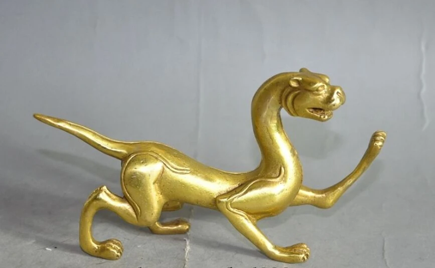 

china chinese Myth fengshui brass copper god beast Weird animal Tiger statue