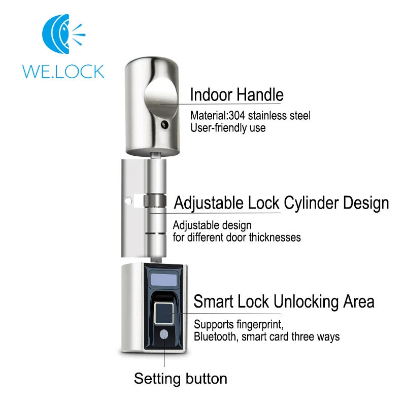  L6SECB Electronic Door Lock APP Smart Card Fingerprint Door Lock adjustable Cylinder - 33001593818