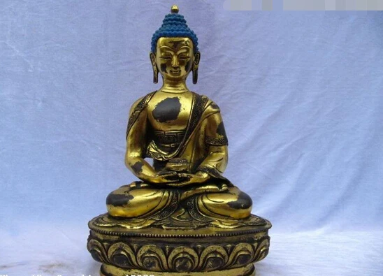 

wholesale factory 13"Tibet Buddhism Exquisite Bronze Copper Gild Amitayus Buddha Statue