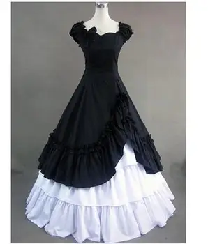 

Can be custom 2015 Retro Black/Sky blue Sleeveless Ruffles Gothic Victorian Lolita Dress