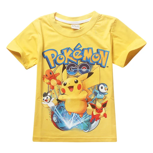 Summer children kids Shorts t-shirts cotton Pokemon Go boys girlls  tops tees pikachu t shirts for 3-9Years baby boys clothes 2