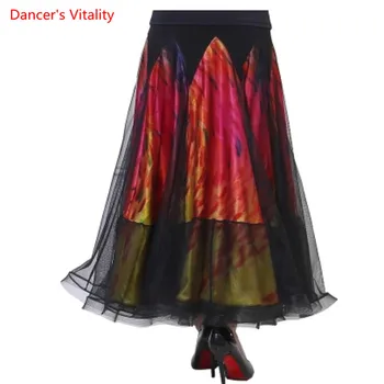 

New Style Ballroom Dance Skirt Sexy Crystal Cotton Gauze Ballroom Dance Costume For Women Ballroom Waltz Dance Practice Clothes
