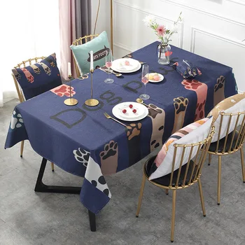 

Plaid Decorative Tablecloth With Printed Leeters Waterproof Oilproof Thick Rectangular Dining Table Cover Kichen Tea Table Cloth