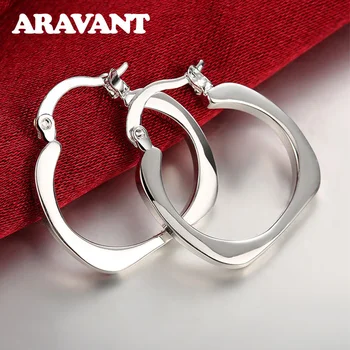 

Silver 925 Jewelry Thin Flat Square Ring Earrings Women Fashion Silver Ear Ring