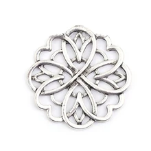 DoreenBeads цинковый сплав украшения Цветок Античная Серебряная филигранная DIY компоненты 39 мм(1 4/") x 38 мм(1 4/8"), 1 шт