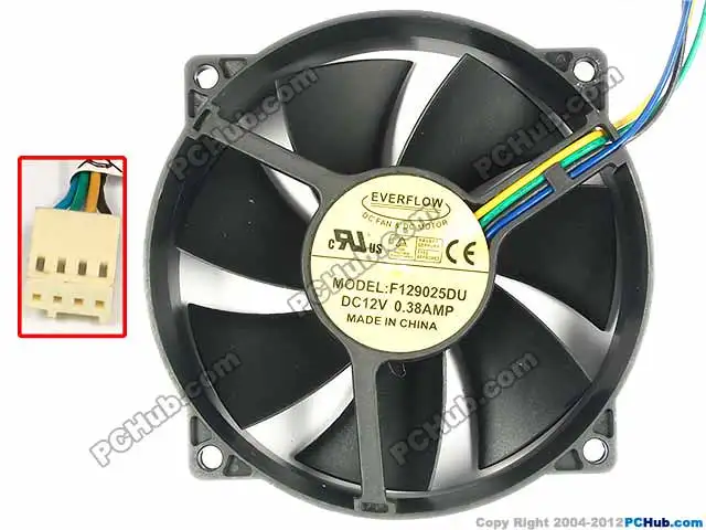 Вентилятор охлаждения сервера Everflow F129025DU постоянный ток 12 В 0 38 А 92x92x25 мм 4