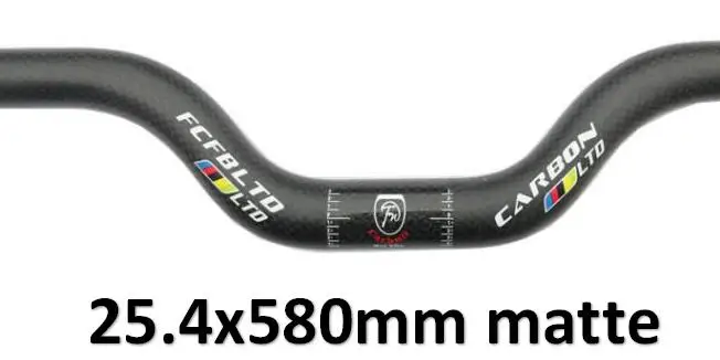 FCFB матовый углеродный руль rise 50 мм BMX горный MTB велосипед велосипедные ручки части 25,4/31,8*380- 740 мм - Цвет: matte