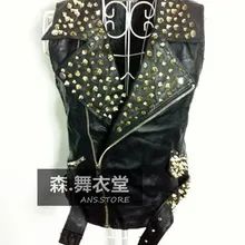 S-5XL! Мужская Новая мода тонкая заклепка зеркало локомотив кожаный жилет ночной клуб сценический DJDS бар певица одежда сценические костюмы