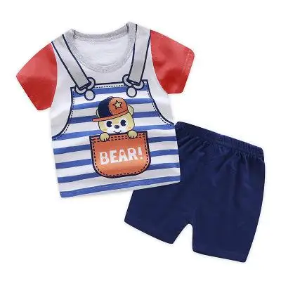 Брендовая дизайнерская летняя одежда с рисунком лодки для маленьких мальчиков; футболка+ шорты; комплекты повседневной одежды для маленьких девочек - Цвет: 8