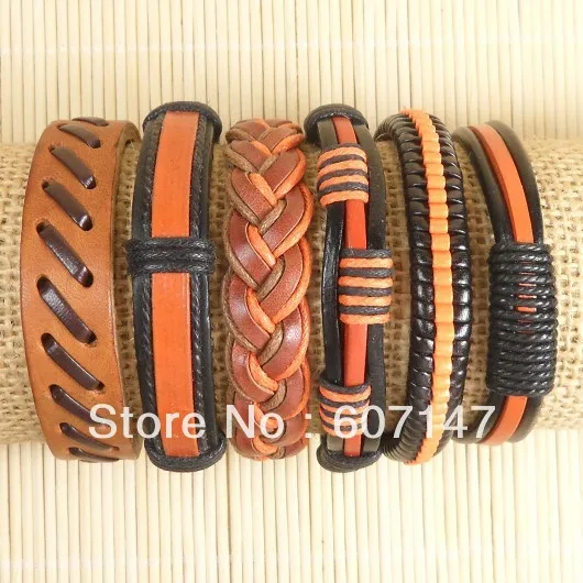 Мужские кожаные браслеты ручной работы 6 шт.|pulseira masculina|mens leather braceletsmens bracelets wholesale |