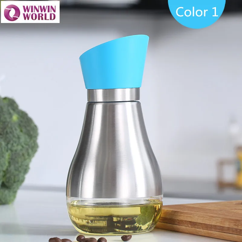 2pcs 400ml Glass Oil Dispenser with Spout & Stopper, Drip free Vinegar