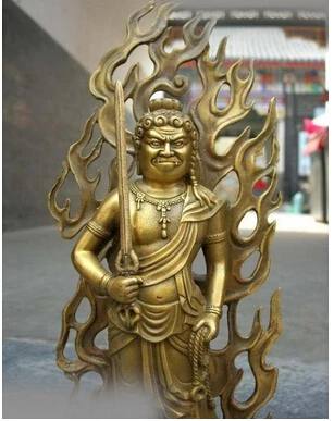 

Copper Brass CHINESE crafts decoration Asian 12 Tibet classic Brass Copper warrior hold katana Fudo Acalanatha Buddha Statue