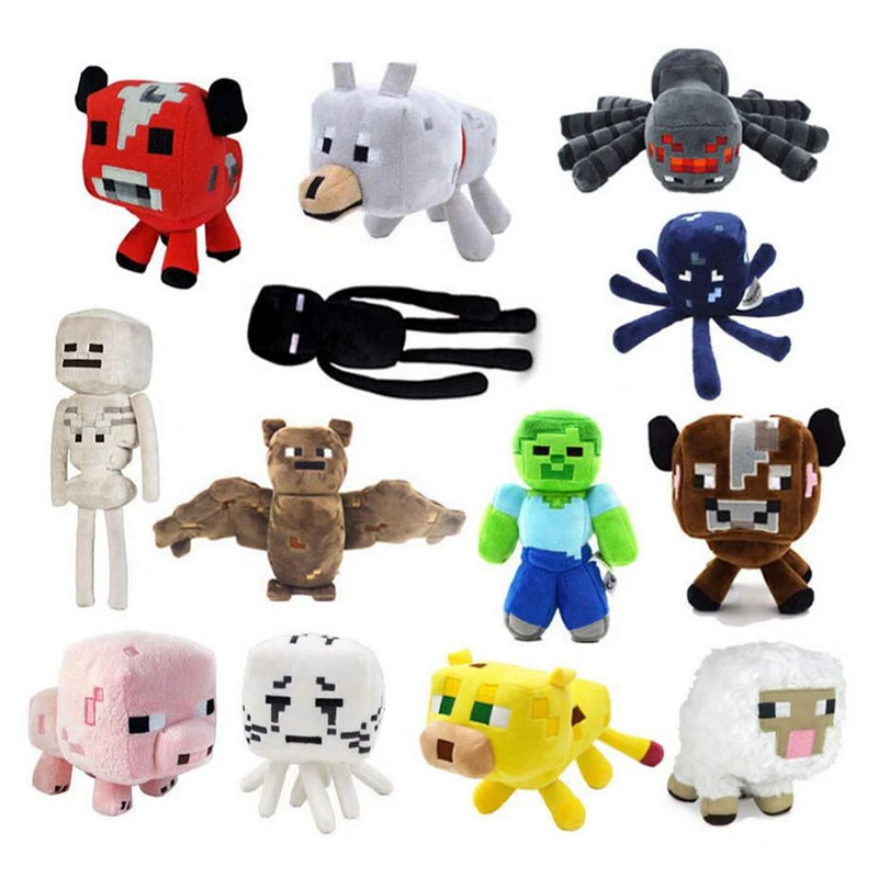 

Minecraft Plush Toys 20 Styles 10-26cm Minecraft Creeper Enderman Wolf Steve Zombie Spider TNT Plush Stuffed Toys for Kids Gifts